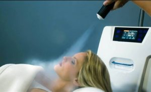 Cryotherapy treatment for a woman.
